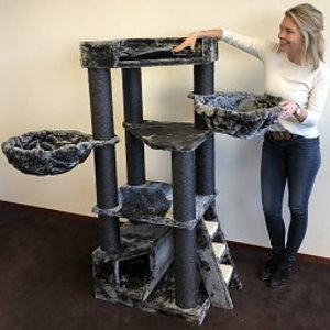 RHRQuality Cat Tree Corner Coon Blackline Dark Grey