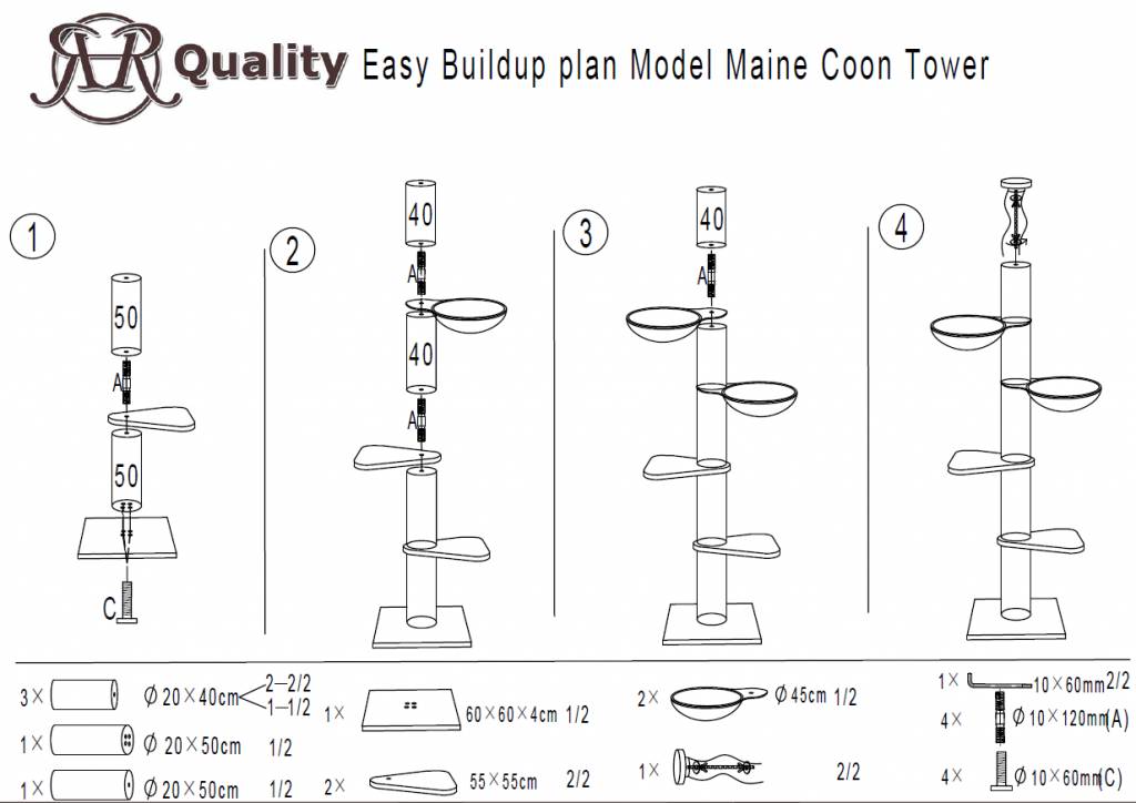 Goede Cat Tree Maine Coon Tower Antracite - RHRQuality.com UP-79