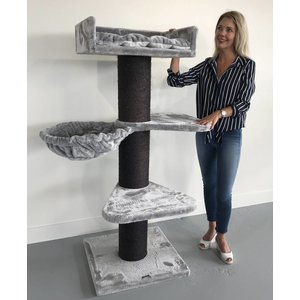 RHRQuality Cat Tree Royalty Blackline Plus Light Grey