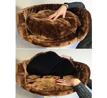 RHRQuality Cat Bed Round Ø 50 cm + Cushion Brown