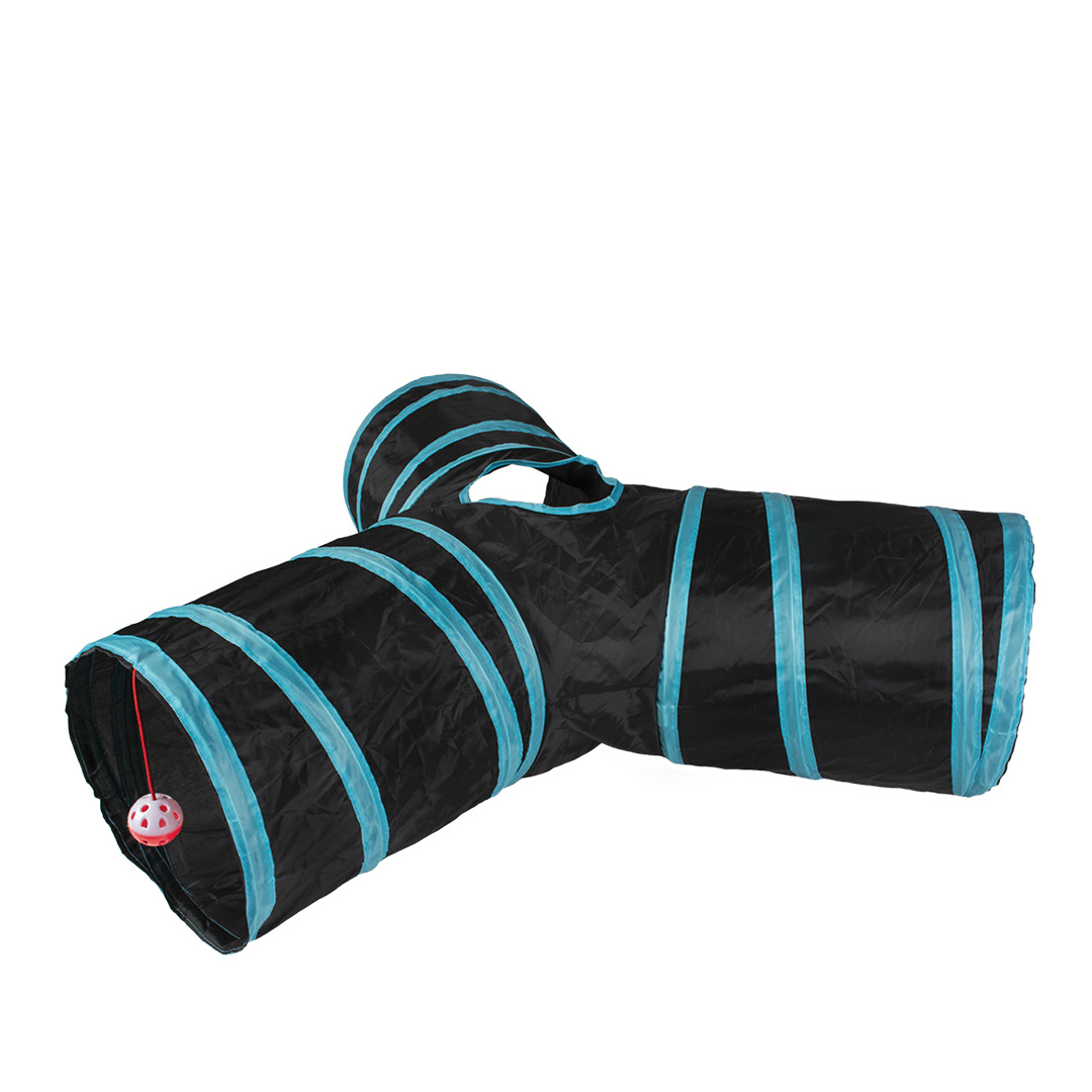 Tunnel Pour Chat Bleu Noir 80x25cm Animauxvillas Com