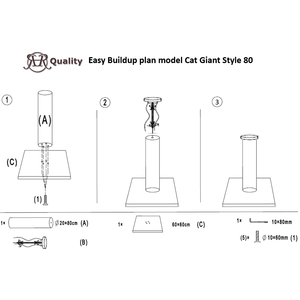 RHRQuality Arbre à Grand Chat - Cat Giant Style 80 Gris Clair