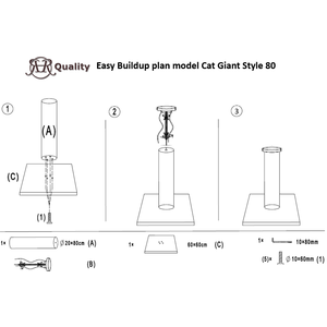 RHRQuality Arbre à Grand Chat - Cat Giant Style 80 Blackline Taupe