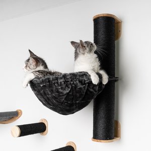 RHRQuality Muro Escalada para Gatos - Polo de Sisal XXL con Hamaca 45Ø de Luxe Blackline (Gris Oscuro)