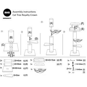 RHRQuality Arbre à chat Royalty Crown Taupe