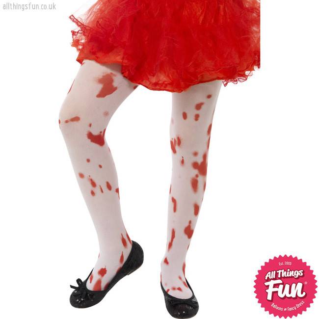 HALLOWEEN FANCY DRESS BLOOD BLOODY STAINS STOCKINGS ZOMBIE SCARY HORROR COSTUME