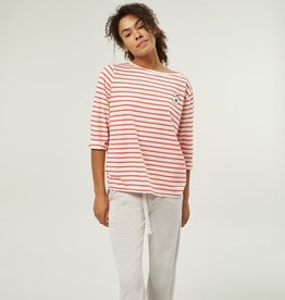 10Days 20-778-3202 longsleeve tee stripe ecru/coral red 10Days