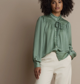 Summum Woman 2s2981-11733 Blouse drapey satin Jade Summum