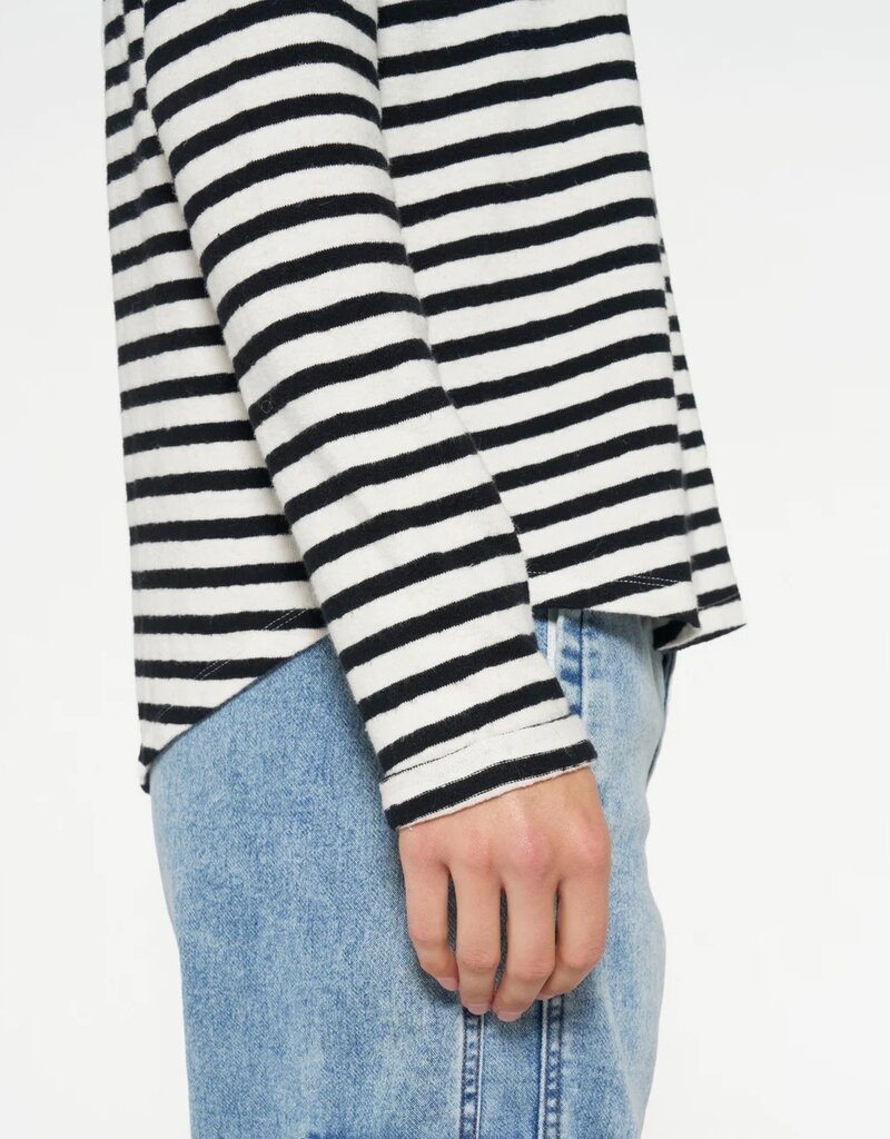 10Days 20-774-4201 longsleeve tee linen stripes ecru/black 10Days