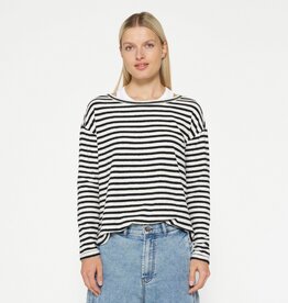 10Days 20-774-4201 longsleeve tee linen stripes ecru/black 10Days