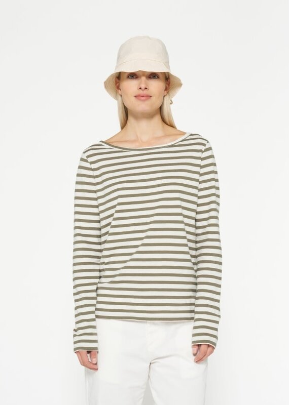 10Days 20-771-4201 longsleeve tee stripes ecru/dark moss 10Days