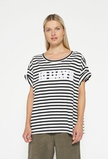 10Days 20-753-4201 tee stripe sequins logo ecru/black 10Days