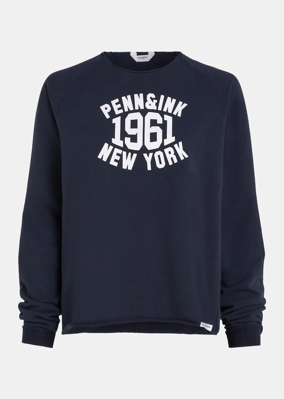 Penn&Ink N.Y S24F1430 Sweater print navy white Penn&Ink