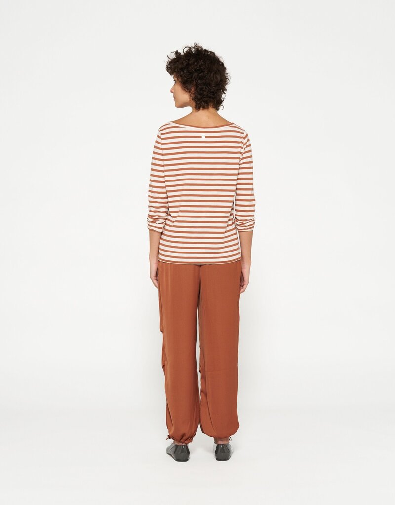 10Days 20-771-4201 longsleeve tee stripes ecru/saddle brown 10Days