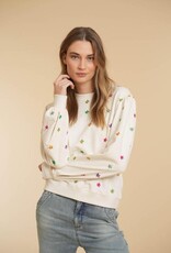 Geisha 42090-21 Sweater with embroided flowers sand/multi Geisha