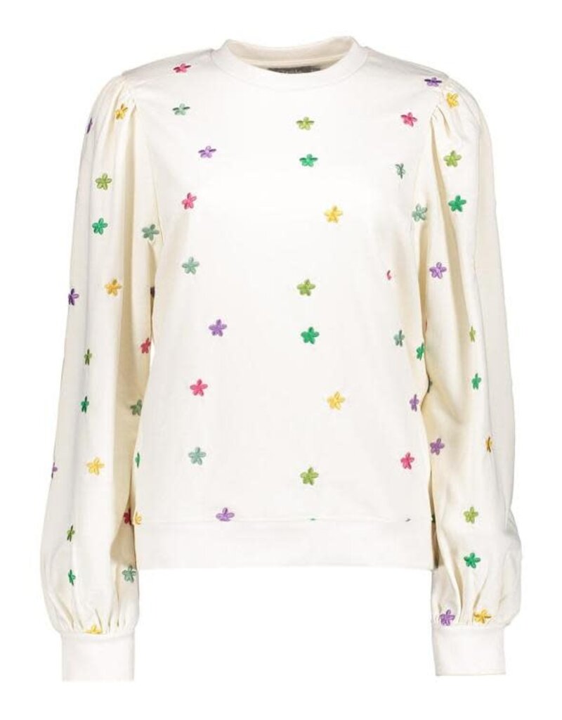 Geisha 42090-21 Sweater with embroided flowers sand/multi Geisha