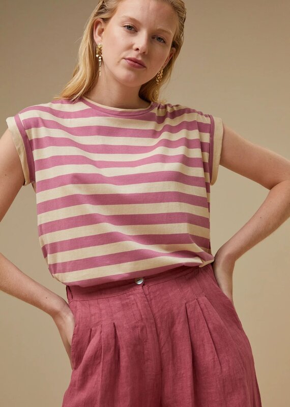 By Bar thelma big v stripe top raspberry By Bar 24111022