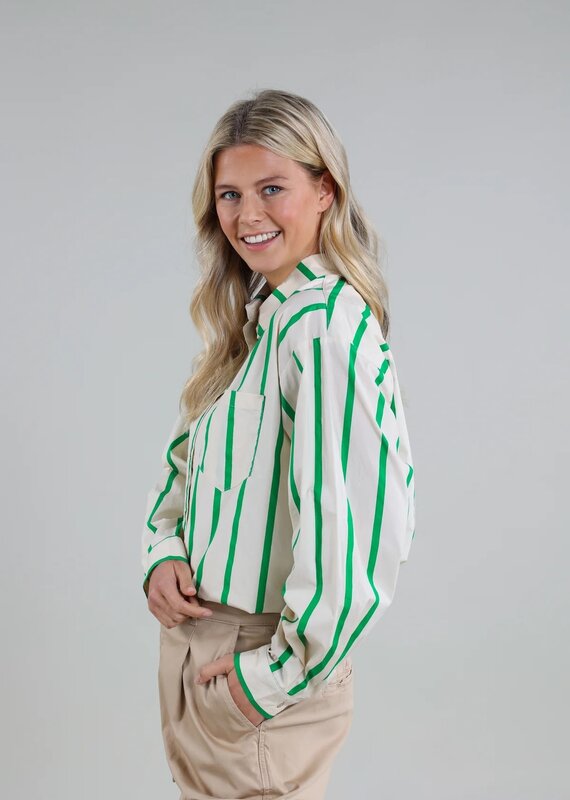 Nukus Ryleigh Blouse Stripe Light Sand/Green  Nukus SS240451982