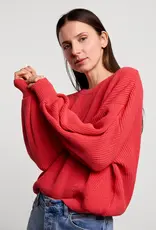 Summum Woman 7s5808-7901 Balloon sleeve sweater acrylic knit  Bright Coral Summum