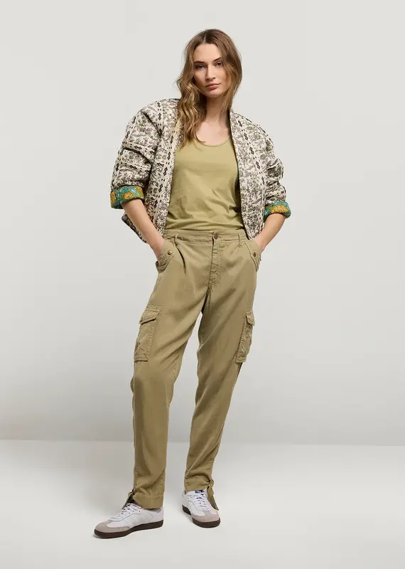 Summum Woman 4s2567-11806 Cargo pants breezy tencel  Green Lentil Summum