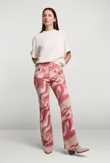 Summum Woman 4s2589-11999 Flared pants fancy printed twill  Bright Coral Summum