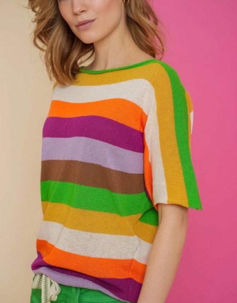 Geisha 44080-71 Pullover color striped corn/cyclame/bright orange Geisha