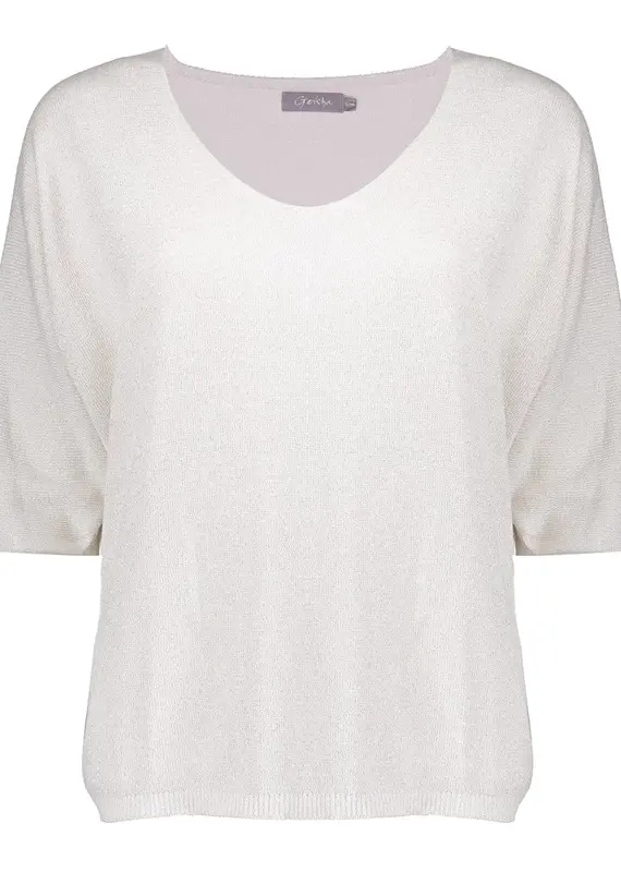 Geisha 44057-70 Pullover V neck 3/4 sleeve sand/silver Geisha