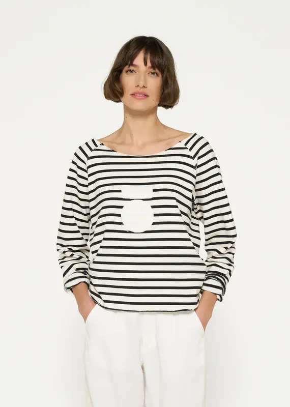 10Days 20-818-4202 cropped icon sweater stripes ecru/black 10Days