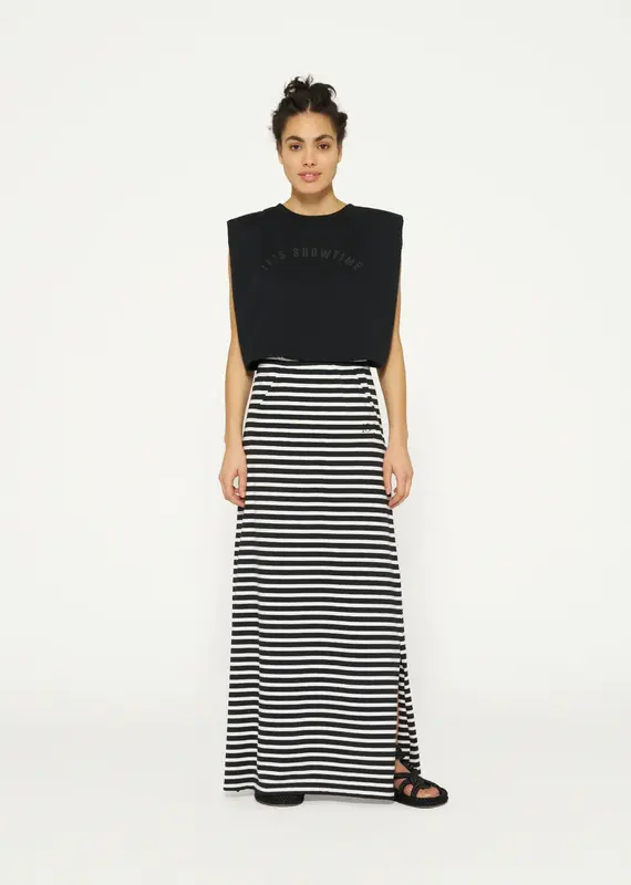 10Days 20-104-4202 long skirt stripes black/ecru 10Days