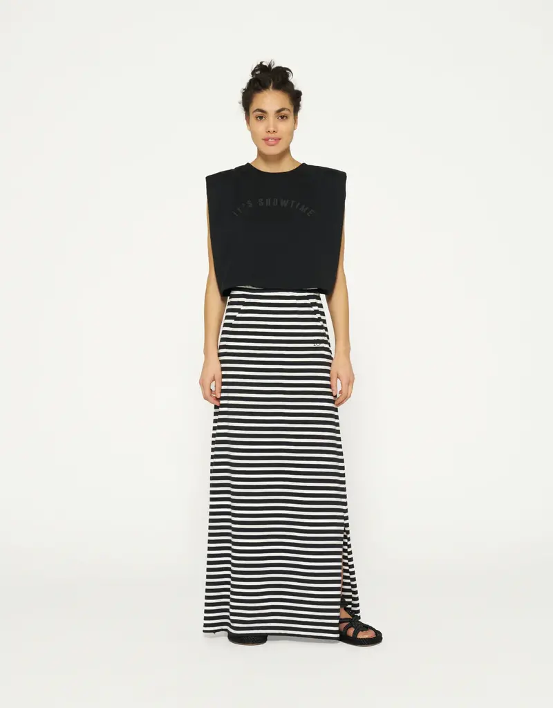 10Days 20-104-4202 long skirt stripes black/ecru 10Days