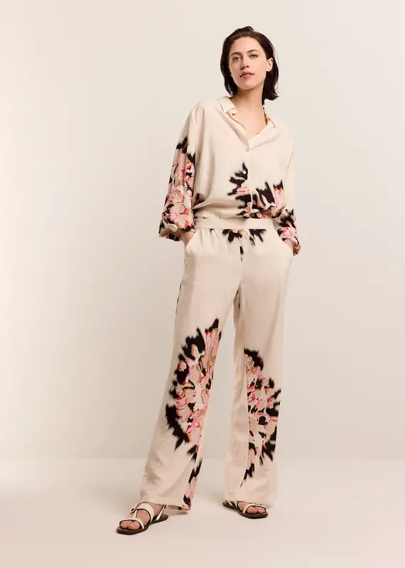 Summum Woman 4s2623-12028 Trousers big flowers  Ivory Summum