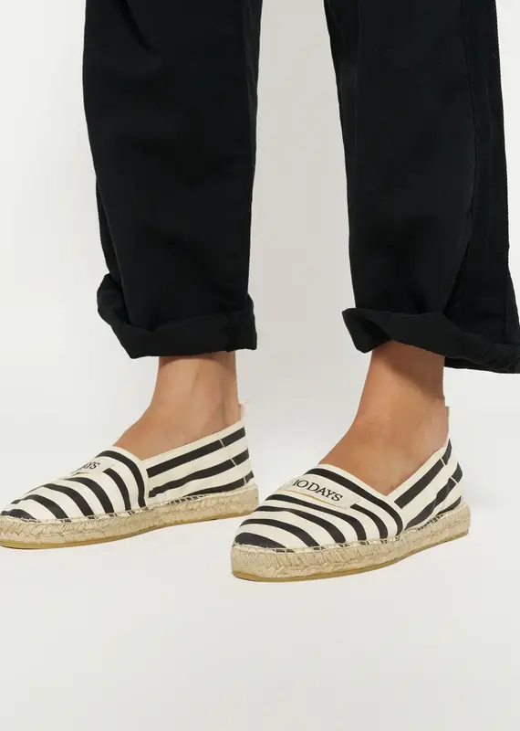 10Days 20-939-4202 leather espadrilles stripes ecru/black 10Days