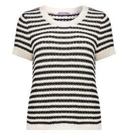 Geisha 44302-10 S/S knitted top black/white Geisha