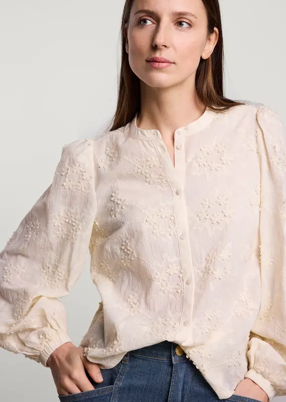 Summum Woman 2s3079-12016 Blouse Small Flower 3D Ivory Summum Woman