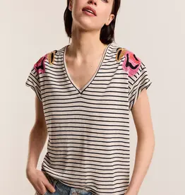 Summum Woman 3s4982-30602 T-shirt Stripe Tee Embroidered  Multicolour Summum
