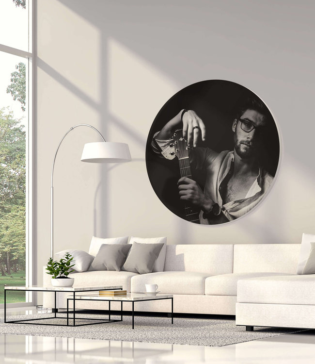 Round acoustic picture with individual motive - in an elegant aluminum frame