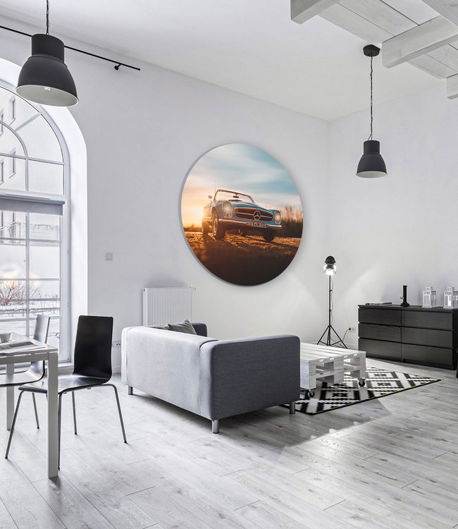 Runde  Akustikbild mit eigenem Motiv - in einem eleganten Aluminiumrahmen