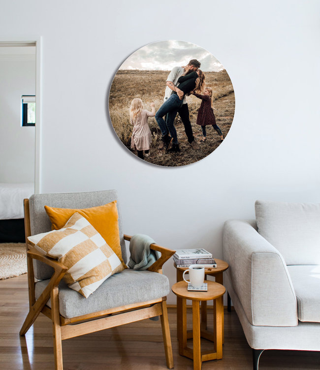 Runde akustiske bilde med eget motiv - i en elegant aluminiumsramme