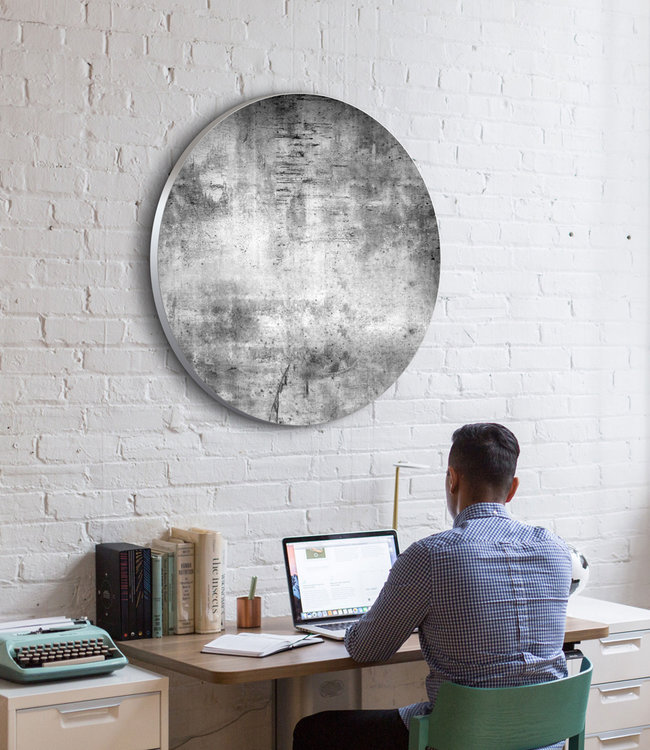 Runde  Akustikbilde "Beton" - i en elegant aluminiumsramme