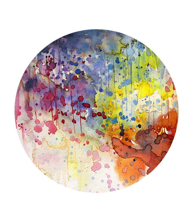 Runde akustiske bilde "Splash of color" - i en elegant aluminiumsramme