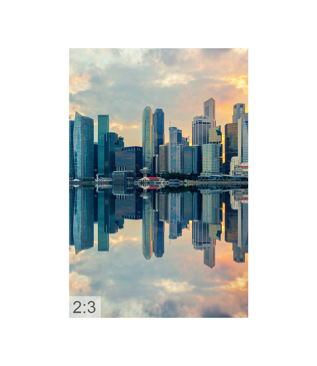 Akustikbild "Skyline Sunset" – in einem eleganten Aluminiumrahmen