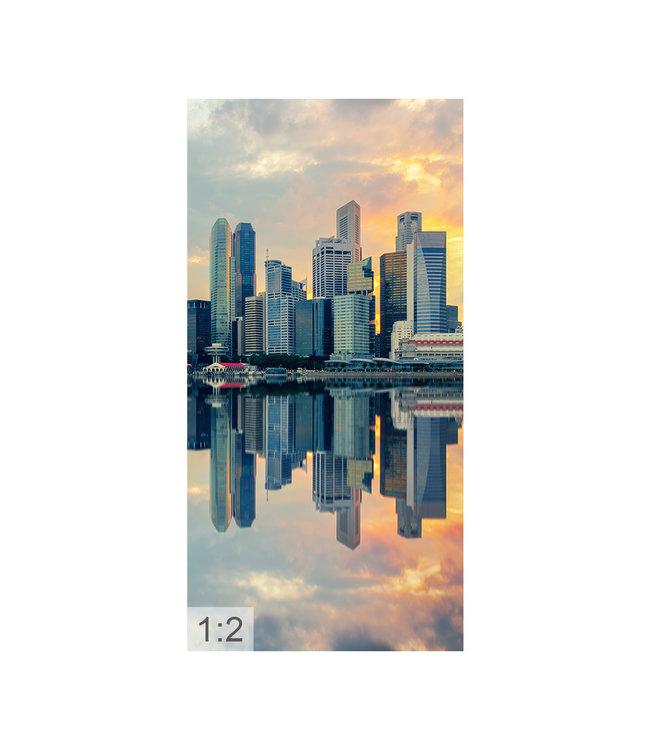 Akustikbild "Skyline Sunset" – in einem eleganten Aluminiumrahmen