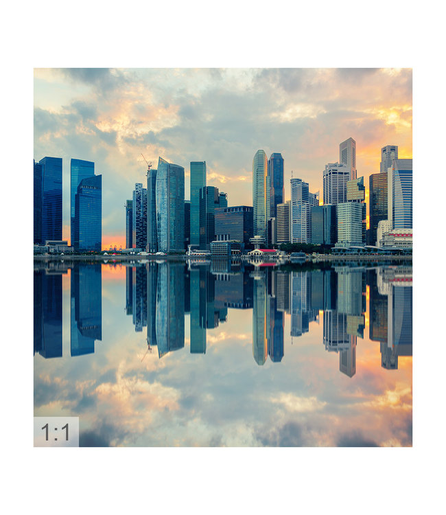 Akustisk bilde  "Skyline Sunset"  - i en elegant aluminiumsramme