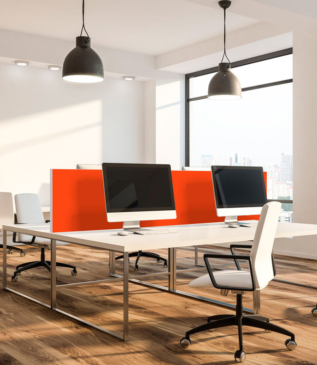 Acoustic table partition "Orange" - in an elegant aluminum frame