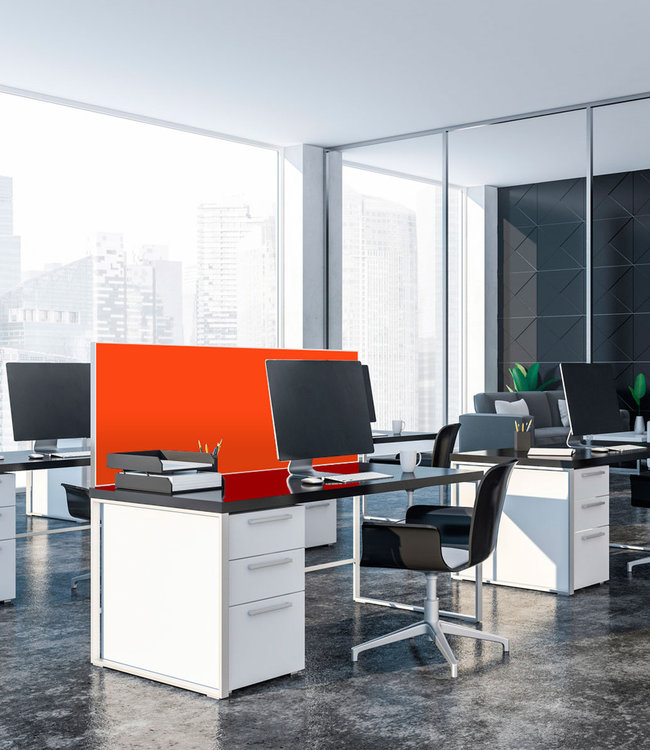 Acoustic table partition "Orange" - in an elegant aluminum frame