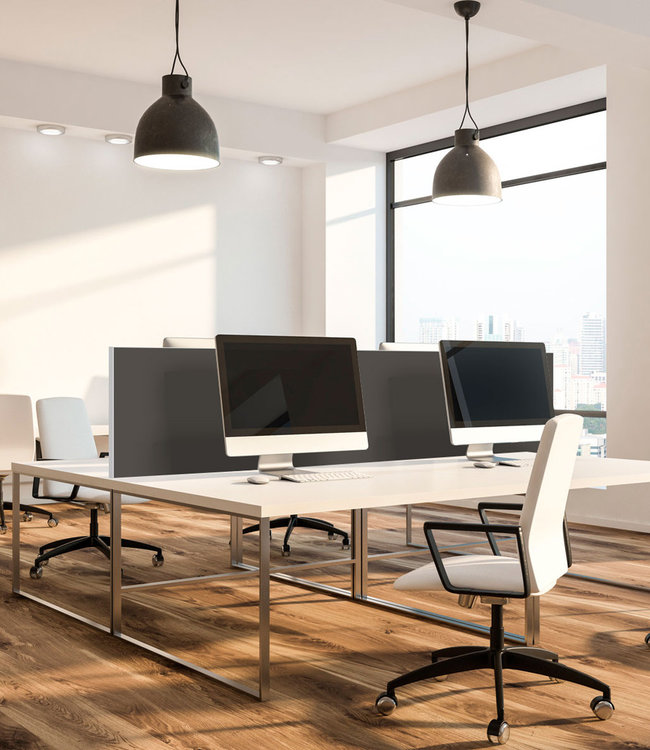 Acoustic table partition "dark grey" 424 EC - in an elegant aluminum frame