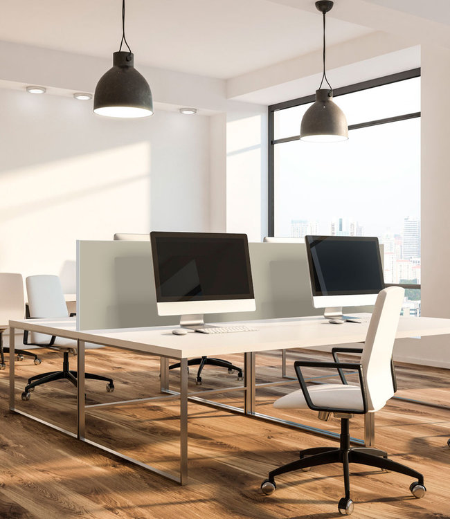 Akustisk skrivebordsskillevegg "lysegrå" 420 EC - i en elegant aluminiumsramme