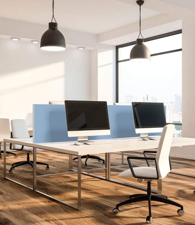 Acoustic table partition "blue" 644 EC - in an elegant aluminum frame