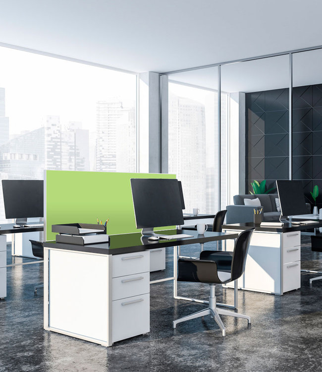 Acoustic table partition "light green" 366 EC - in an elegant aluminum frame