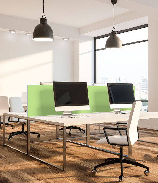 Acoustic table partition "light green" 366 EC - in an elegant aluminum frame